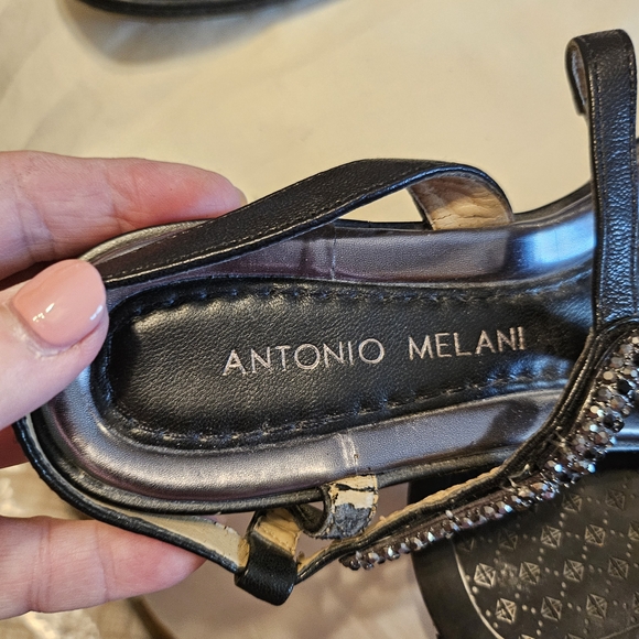 ANTONIO MELANI Black Sandals with Silver Embellishments - Picture 3 of 3